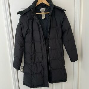 LL Bean Long Down Coat Black XS Reg